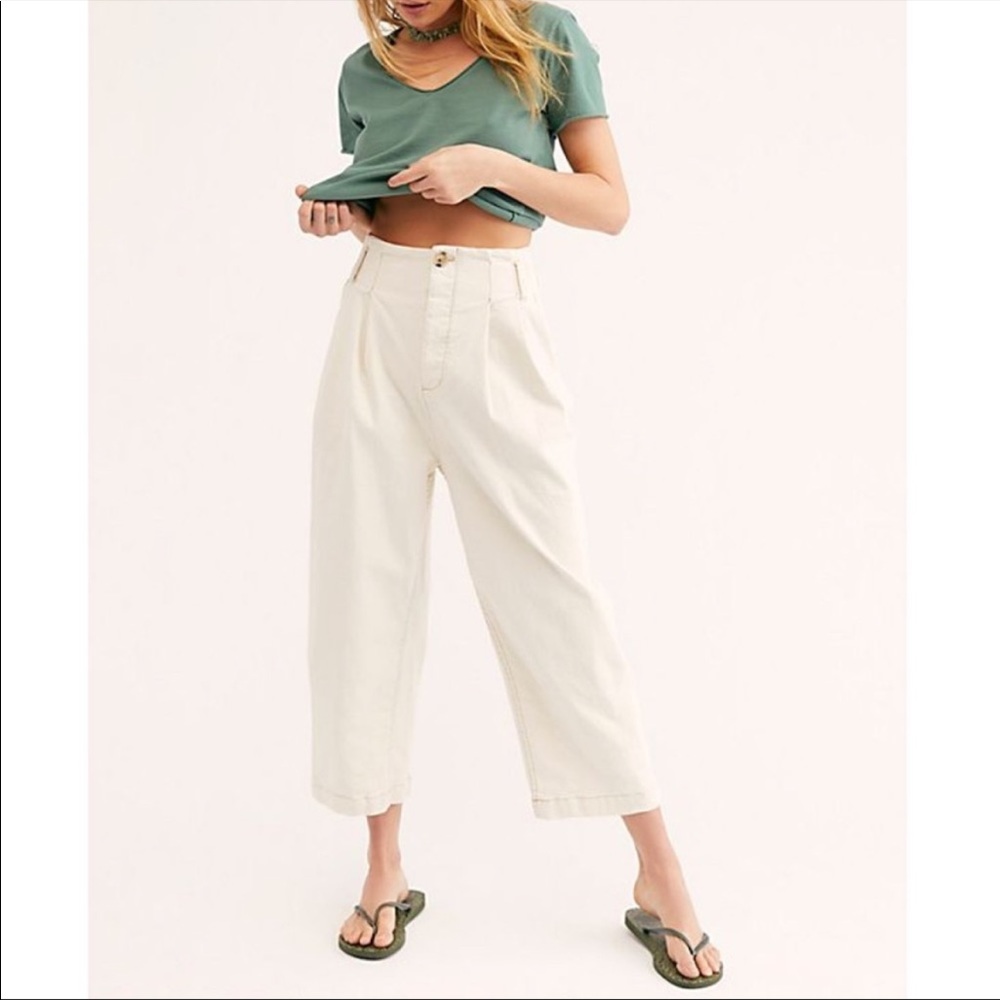 Free People High Waist Pleated Carrot Pants